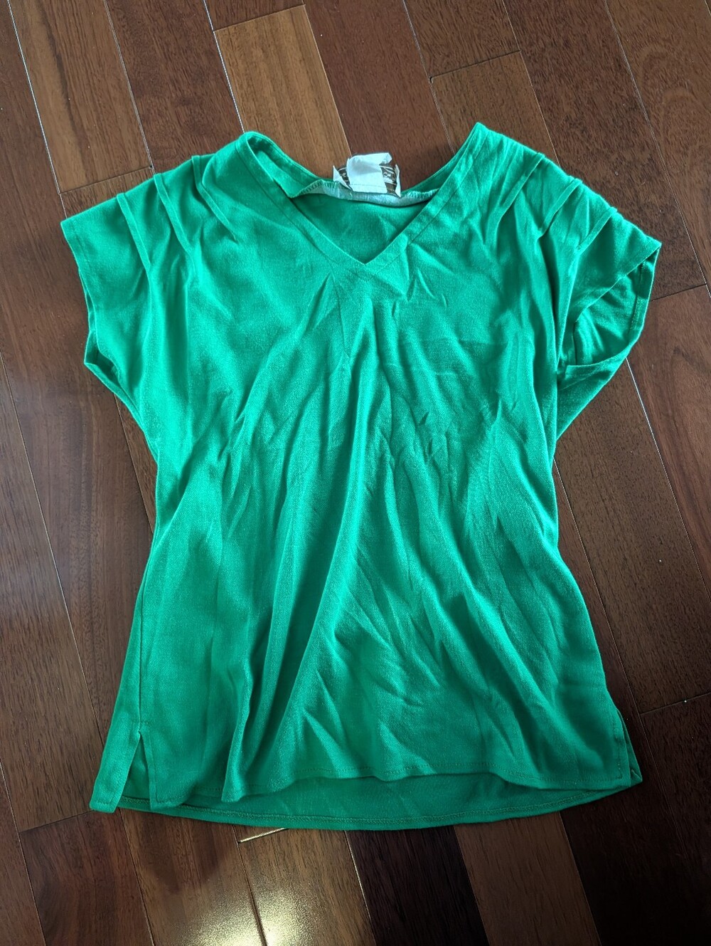 V-Neck Short Sleeve Blouse in Bright Green